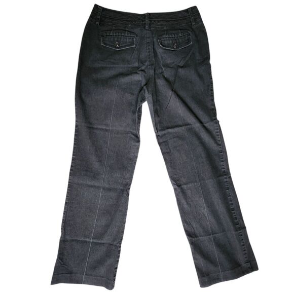 New Directions Black Straight Leg Double Button Flap Pocket Jeans sz 10 - Picture 2 of 10